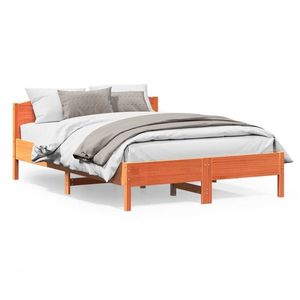 vidaXL Cadru de pat cu tăblie, maro ceruit, 120x200 cm, lemn masiv pin imagine
