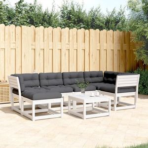 vidaXL Set canapele de grădină cu perne 6 piese alb lemn masiv de pin imagine