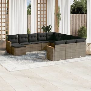 vidaXL Set canapea de grădină cu perne, 12 piese, gri, poliratan imagine