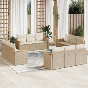 vidaXL Set canapele de grădină cu perne, 12 piese, bej, poliratan imagine