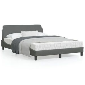 vidaXL Cadru de pat cu tăblie, gri închis, 120x200 cm, textil imagine