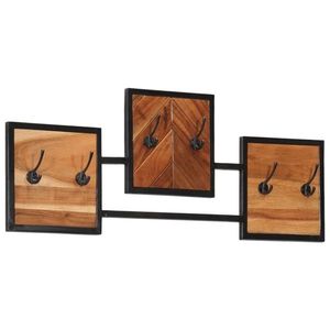 vidaXL Cuier de perete, 90x1x35 cm, lemn masiv de acacia și fier imagine