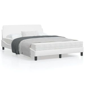 vidaXL Cadru de pat cu tăblie, alb, 120x200 cm, piele ecologică imagine