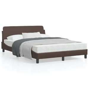 vidaXL Cadru de pat cu tăblie, maro, 140x200 cm, piele ecologică imagine