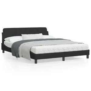 vidaXL Cadru de pat cu tăblie, negru, 160x200 cm, catifea imagine