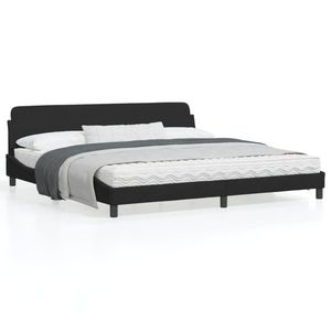 vidaXL Cadru de pat cu tăblie, negru, 200x200 cm, catifea imagine