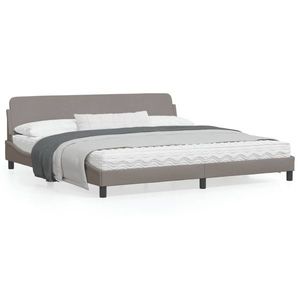 vidaXL Cadru de pat cu tăblie, gri taupe, 200x200 cm, textil imagine