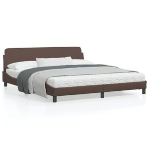 vidaXL Cadru de pat cu tăblie, maro, 180x200 cm, piele ecologică imagine