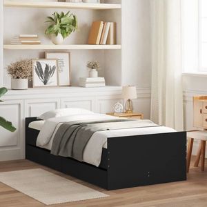 vidaXL Cadru de pat cu sertare, negru, 75x190 cm mic, single imagine