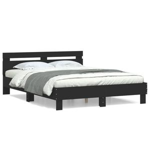 vidaXL Cadru de pat cu tăblie, negru, 140x200 cm, lemn prelucrat imagine