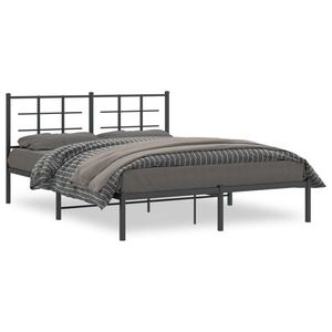 vidaXL Cadru de pat metalic cu tăblie, negru, 160x200 cm imagine