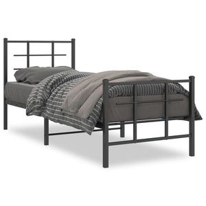 vidaXL Cadru pat metalic cu tăblii de cap/picioare, negru, 80x200 cm imagine