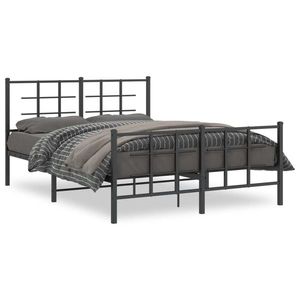 vidaXL Cadru pat metalic cu tăblie de cap/picioare, negru, 140x190 cm imagine