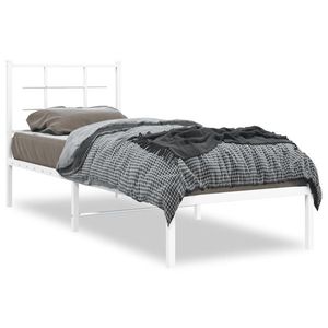vidaXL Cadru de pat metalic cu tăblie, alb, 80x200 cm imagine