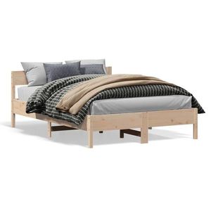 vidaXL Cadru de pat cu tăblie, 135x190 cm, lemn masiv de pin imagine