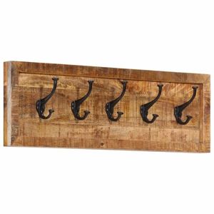 vidaXL Cuier de haine montat pe perete cu 5 cârlige, lemn masiv mango imagine