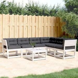 vidaXL Set canapele de grădină cu perne 6 piese alb lemn masiv de pin imagine