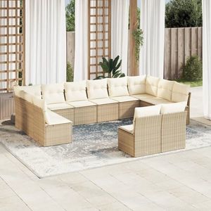 vidaXL Set canapele de grădină cu perne, 12 piese, bej, poliratan imagine
