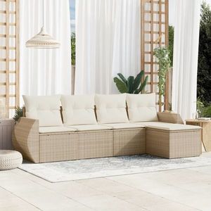 vidaXL Set canapele de grădină cu perne, 5 piese, bej, poliratan imagine