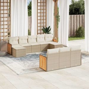 vidaXL Set canapele de grădină cu perne, 10 piese, bej, poliratan imagine