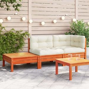 vidaXL Canapea de grădină cu perne și taburet, lemn masiv de pin imagine