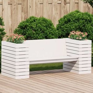 vidaXL Banchetă cu jardiniere, alb, 167, 5x60x65 cm, lemn masiv de pin imagine