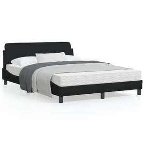 vidaXL Cadru de pat cu tăblie, negru, 120x200 cm, textil imagine