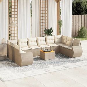 vidaXL Set canapele de grădină cu perne, 11 piese, bej, poliratan imagine