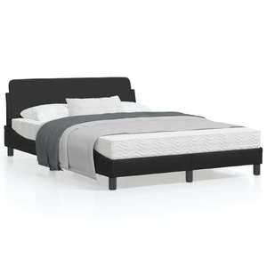 vidaXL Cadru de pat cu tăblie, negru, 120x200 cm, piele ecologică imagine