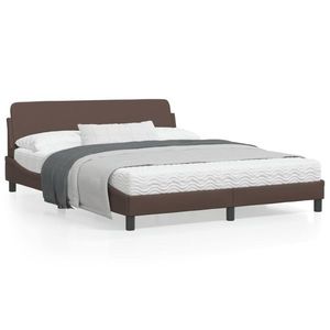 vidaXL Cadru de pat cu tăblie, maro, 160x200 cm, piele ecologică imagine