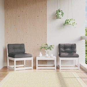 vidaXL Canapele de grădină cu perne, 2 buc., alb, lemn masiv de pin imagine