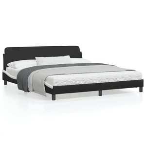 vidaXL Cadru de pat cu tăblie negru și alb 180x200cm piele artificială imagine