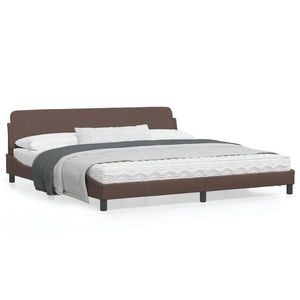 vidaXL Cadru de pat cu tăblie, maro, 200x200 cm, piele ecologică imagine