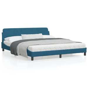 vidaXL Cadru de pat cu tăblie, albastru, 180x200 cm, catifea imagine