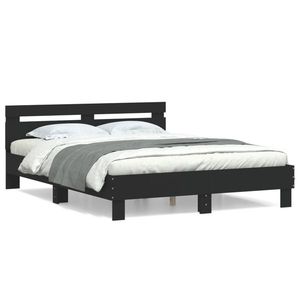 vidaXL Cadru de pat cu tăblie, negru, 150x200 cm, lemn prelucrat imagine
