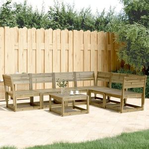 vidaXL Set canapea de grădină, 6 piese, lemn de pin tratat imagine
