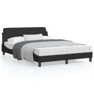 vidaXL Cadru de pat cu tăblie, negru, 140x190 cm, catifea imagine