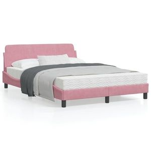 vidaXL Cadru de pat cu tăblie, roz, 120x200 cm, catifea imagine