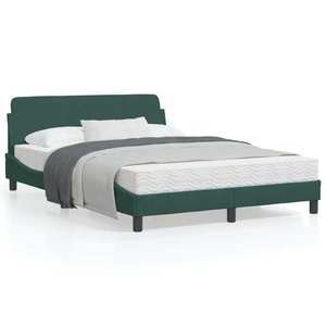 vidaXL Cadru de pat cu tăblie, verde închis, 120x200 cm, catifea imagine