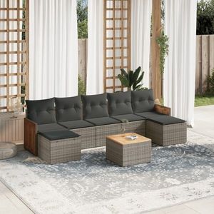 vidaXL Set canapele de grădină cu perne, 8 piese, gri, poliratan imagine