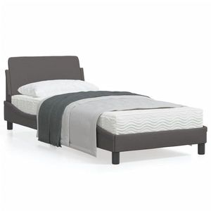 vidaXL Cadru de pat cu tăblie, gri, 90x190 cm, piele ecologică imagine