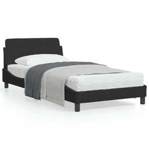 vidaXL Cadru de pat cu tăblie, negru, 100x200 cm, catifea imagine