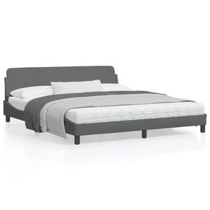 vidaXL Cadru de pat cu tăblie, gri închis, 180x200 cm, textil imagine