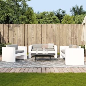 vidaXL Set mobilier relaxare grădină, 2 piese, alb, lemn masiv de pin imagine