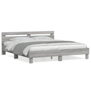 vidaXL Cadru de pat cu tăblie gri sonoma 180x200 cm lemn prelucrat imagine