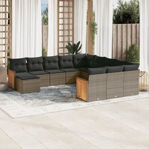 vidaXL Set canapea de grădină cu perne, 12 piese, gri, poliratan imagine