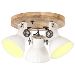 vidaXL Lampă suspendată industrială, alb, lemn de mango, E27 imagine