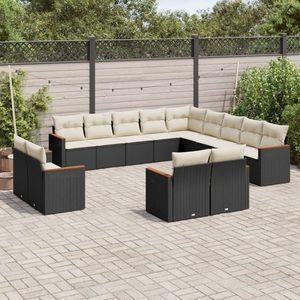 vidaXL Set mobilier de grădină cu perne, 13 piese, negru, poliratan imagine