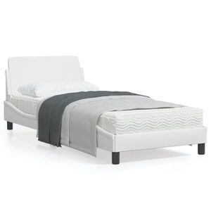 vidaXL Cadru de pat cu tăblie, alb, 80x200 cm, piele ecologică imagine