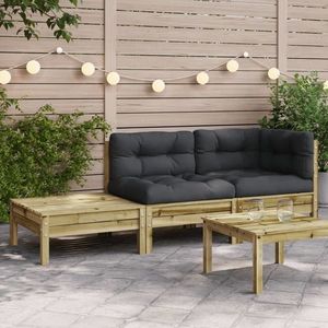 vidaXL Canapea de grădină cu perne și taburet, lemn de pin tratat imagine